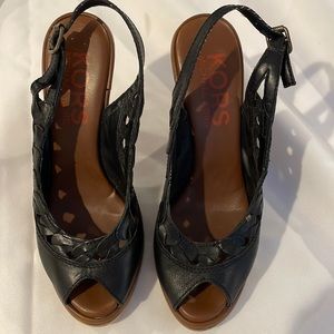 Michael Kors Leather Peep-Toe Wedge Heels Shoes